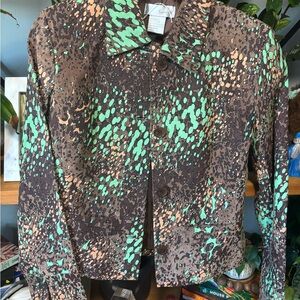 Spiegel Brown and Green Patterned Leather Jacket